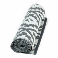 Tapis extérieur terrasse motifs géométriques gris et blanc