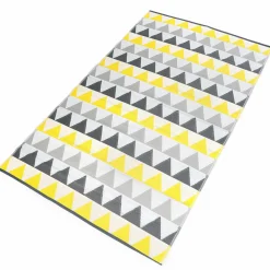 Tapis extérieur terrasse motifs triangles gris et jaune 180 x 280 cm