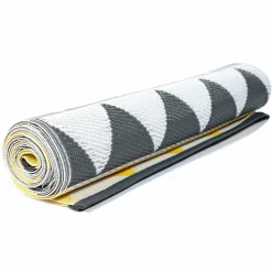 Tapis extérieur terrasse motifs triangles gris et jaune 180 x 280 cm