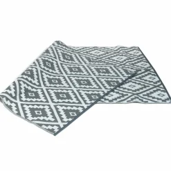 Tapis extérieur terrasse motifs géométriques gris et blanc 160 x 260 cm