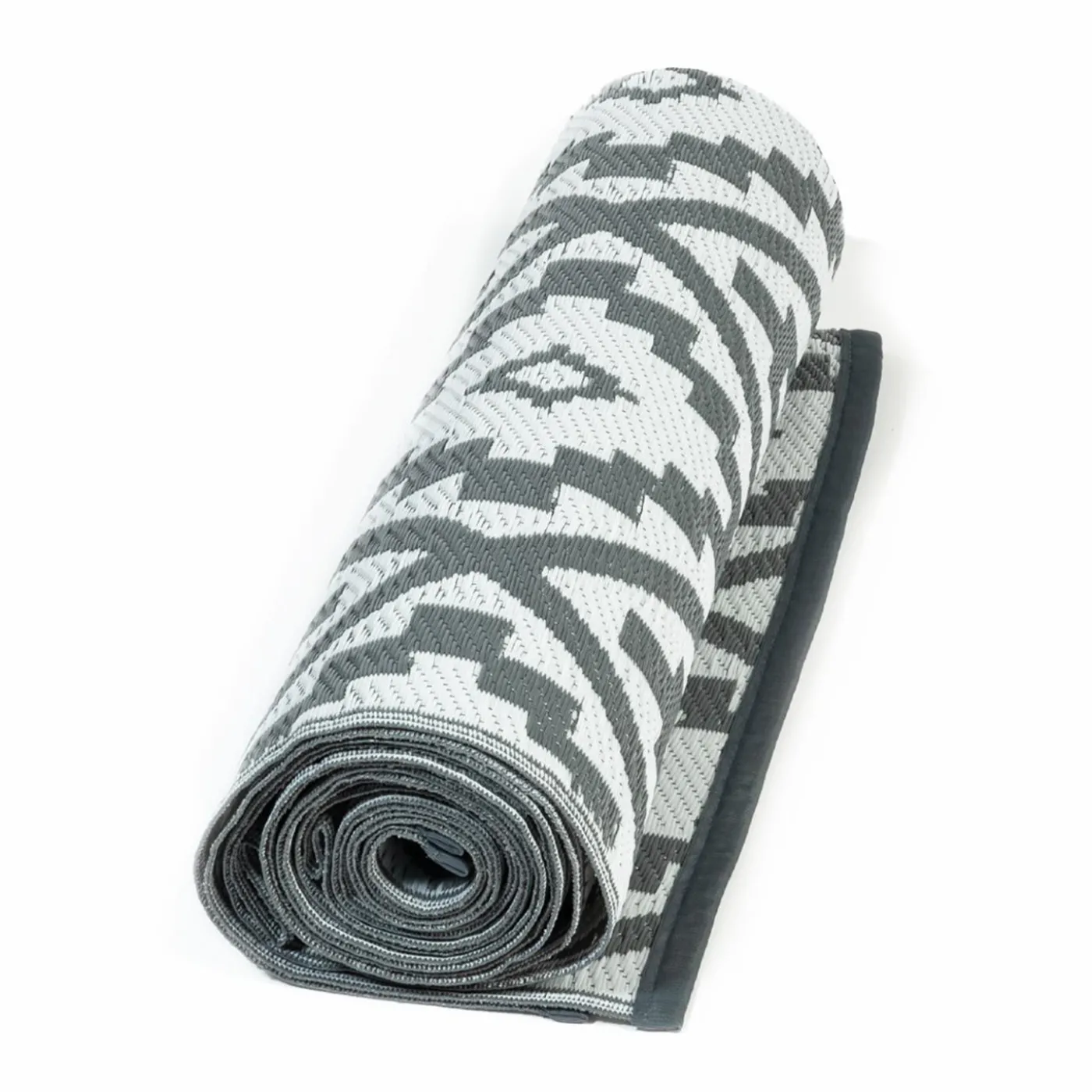 Tapis extérieur terrasse motifs géométriques gris et blanc 160 x 260 cm