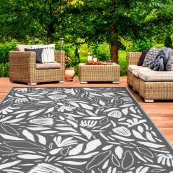Tapis extérieur 180x280 cm gris et blanc