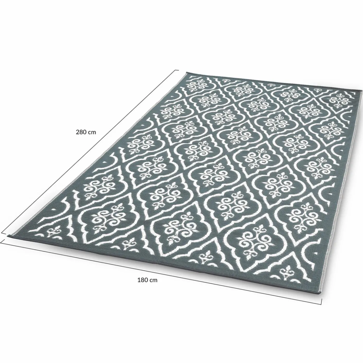 Tapis extérieur 180x280 cm gris et blanc