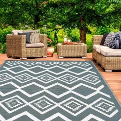 Tapis extérieur 180x280 cm gris et blanc