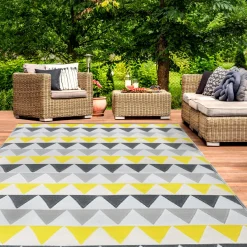 Tapis extérieur 270x370 cm triangles gris et jaune