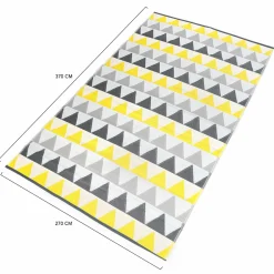 Tapis extérieur 270x370 cm triangles gris et jaune