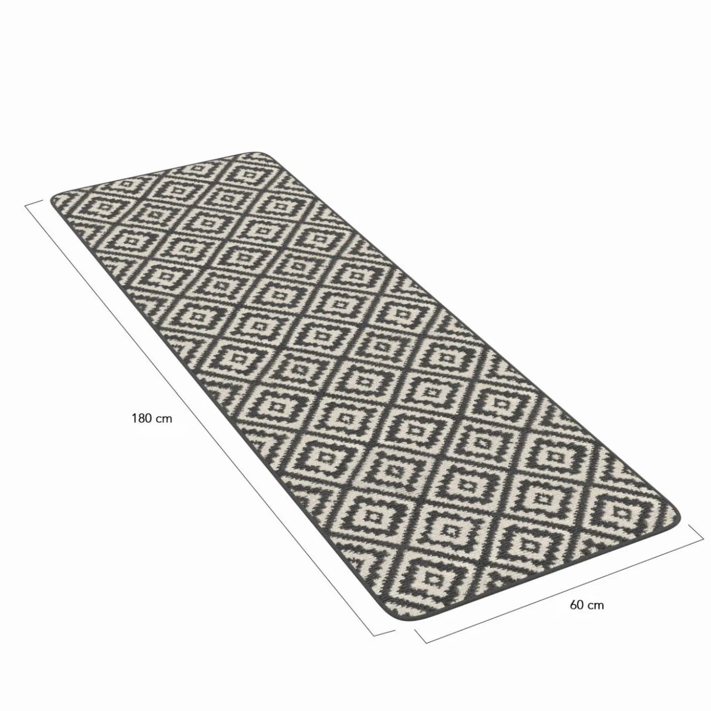 Tapis intérieur gris et blanc 60x180cm