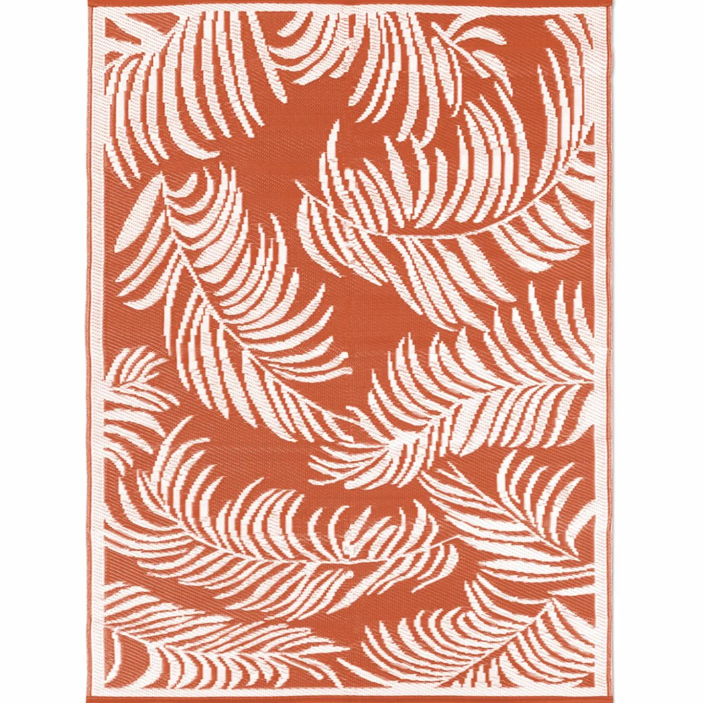 Tapis tropical d'extérieur terracotta et blanc