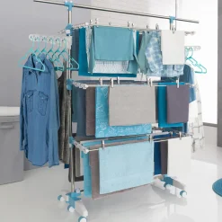 Étendoir à linge pliable avec barre télescopique