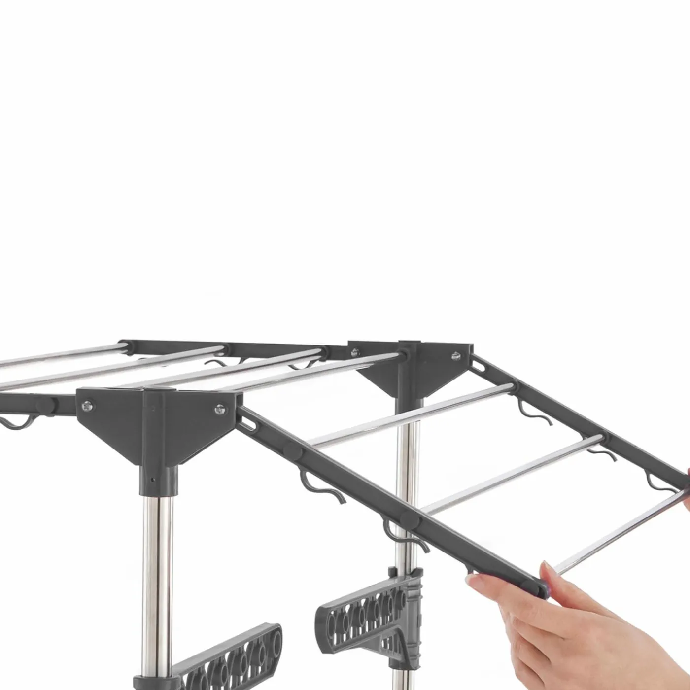 Étendoir pliable avec grande capacité et 30 accessoires H.145 cm
