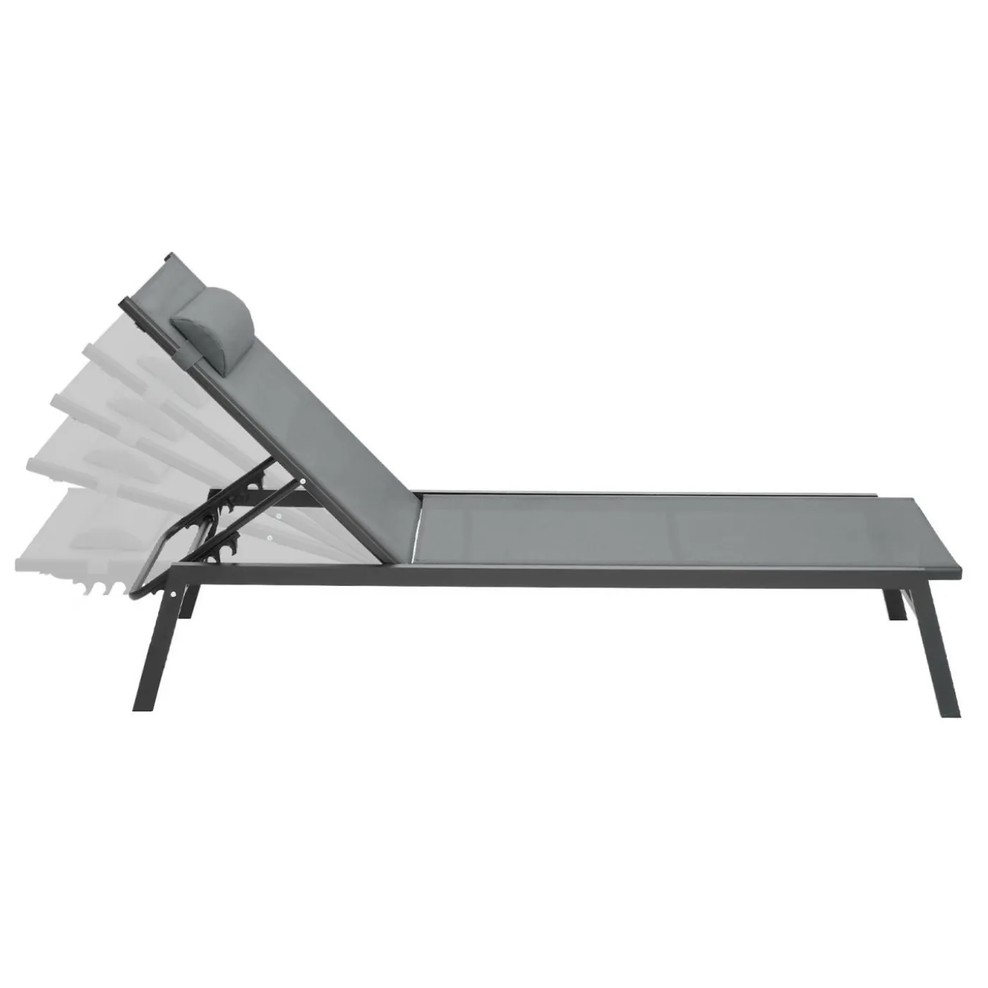 Transats de jardin aluminium gris et noir : lot de 2