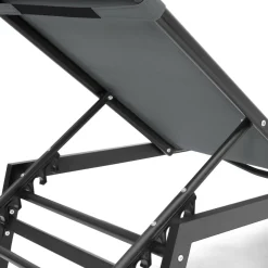 Transats de jardin aluminium gris et noir : lot de 2