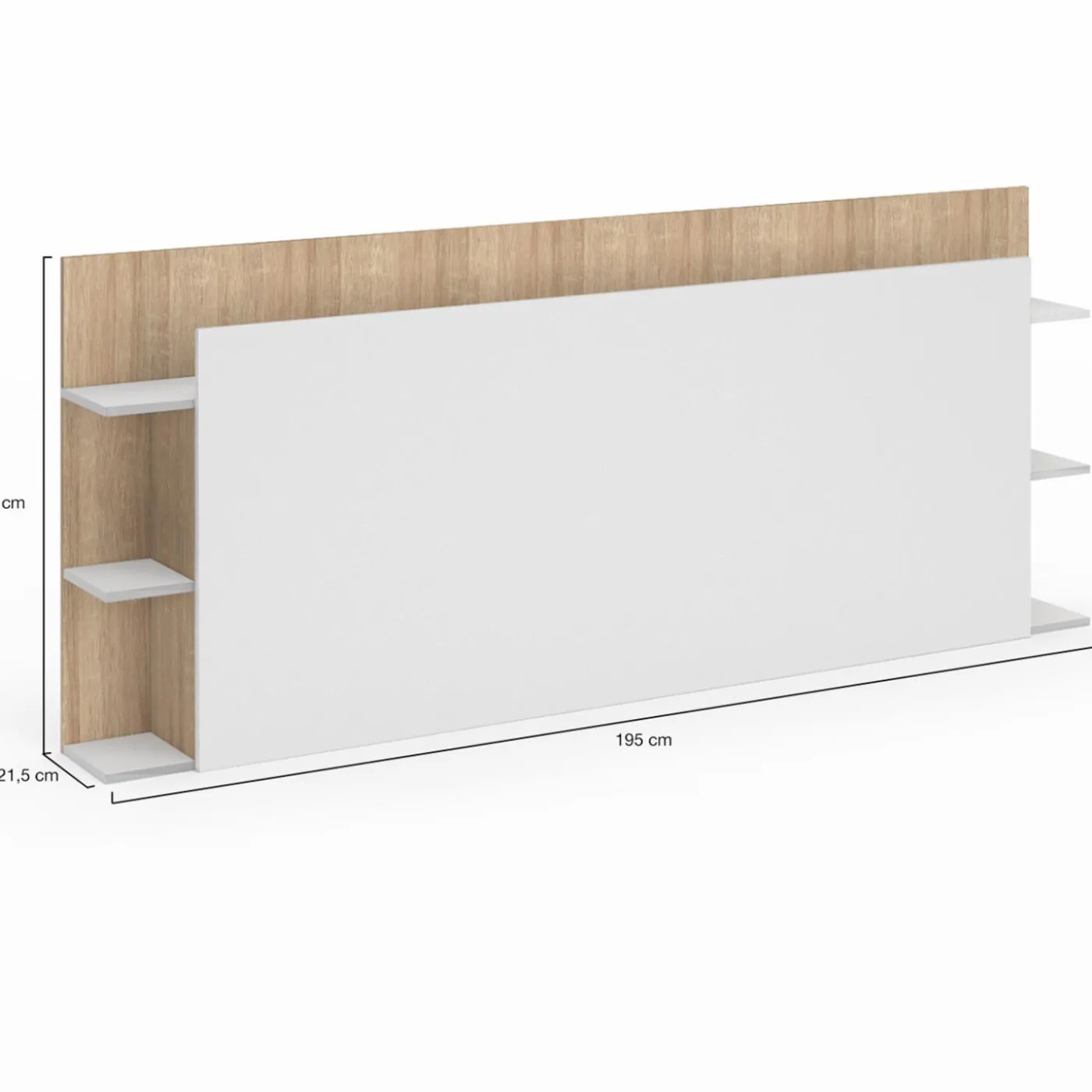 Tête de lit avec rangements blanc et bois sur pied