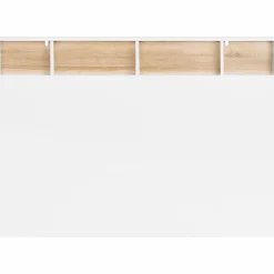 Tête de lit avec rangement intégré 165 cm blanc et bois façon hêtre