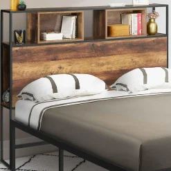 Tête de lit bois foncé industrielle 145 cm