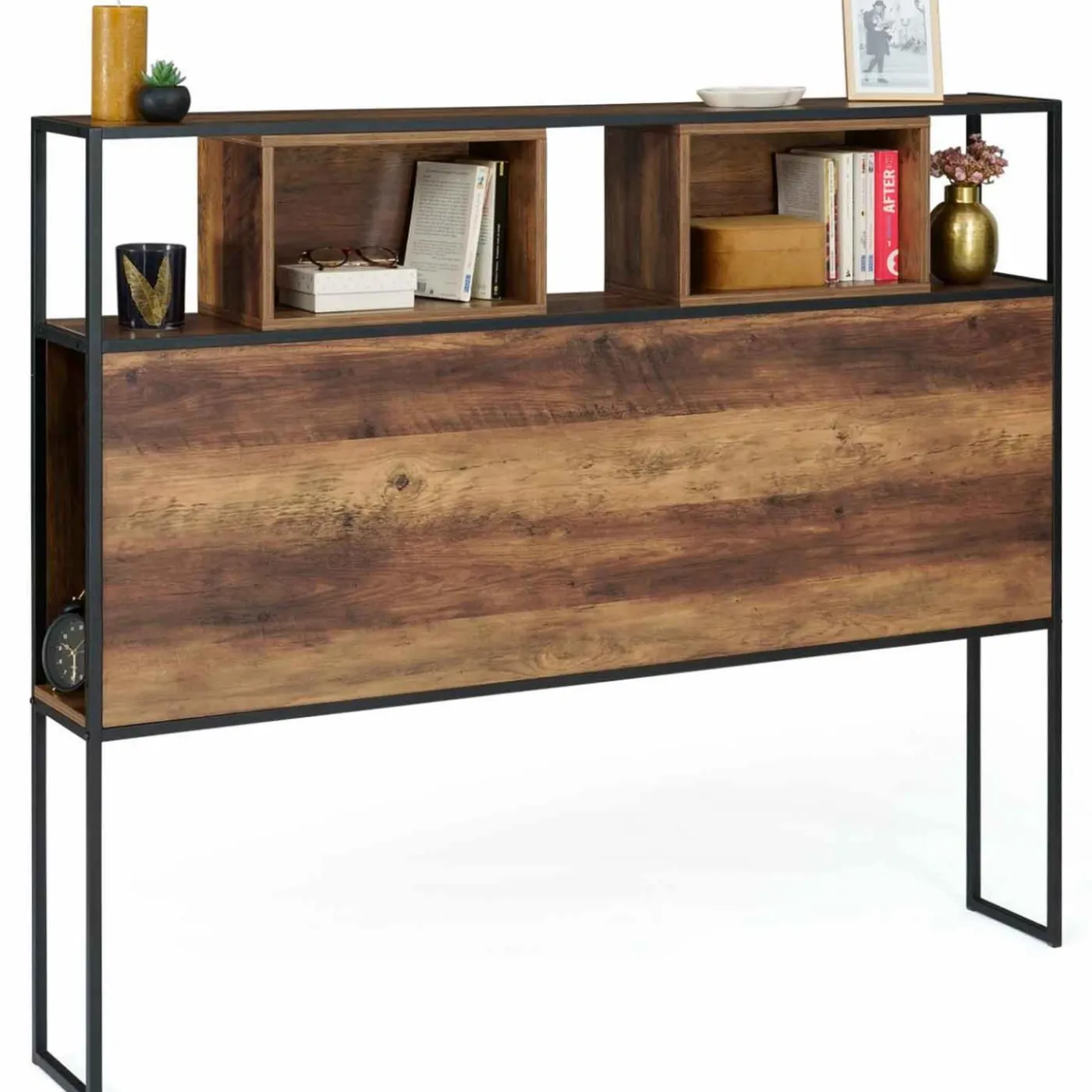Tête de lit bois foncé industrielle 145 cm