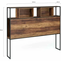 Tête de lit bois foncé industrielle 145 cm