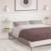 Tête de lit en lattes bois blanc étagères façon hêtre 240 cm