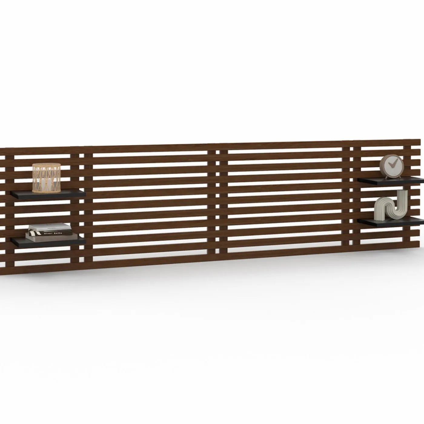 Tête de lit en lattes de bois vieilli 240 cm style moderne