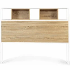Tête de lit industrielle 145 cm bois et métal blanc