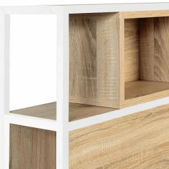 Tête de lit industrielle 145 cm bois et métal blanc