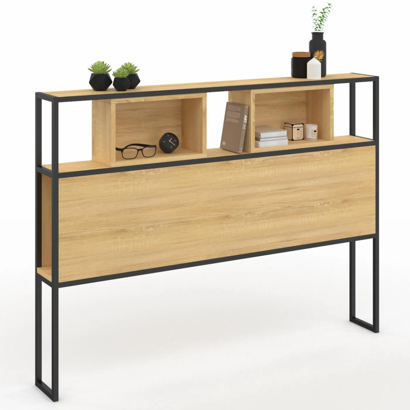Tête de lit industrielle 165 cm bois et métal