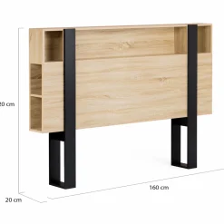 Tête de lit industrielle 160 cm bois et noir