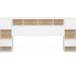 Tête de lit sur pied blanc et bois