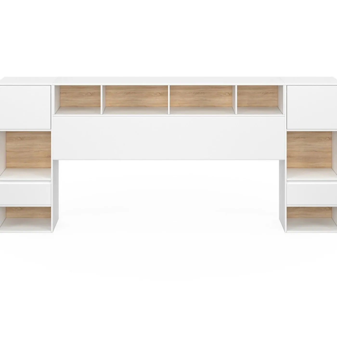 Tête de lit sur pied blanc et bois