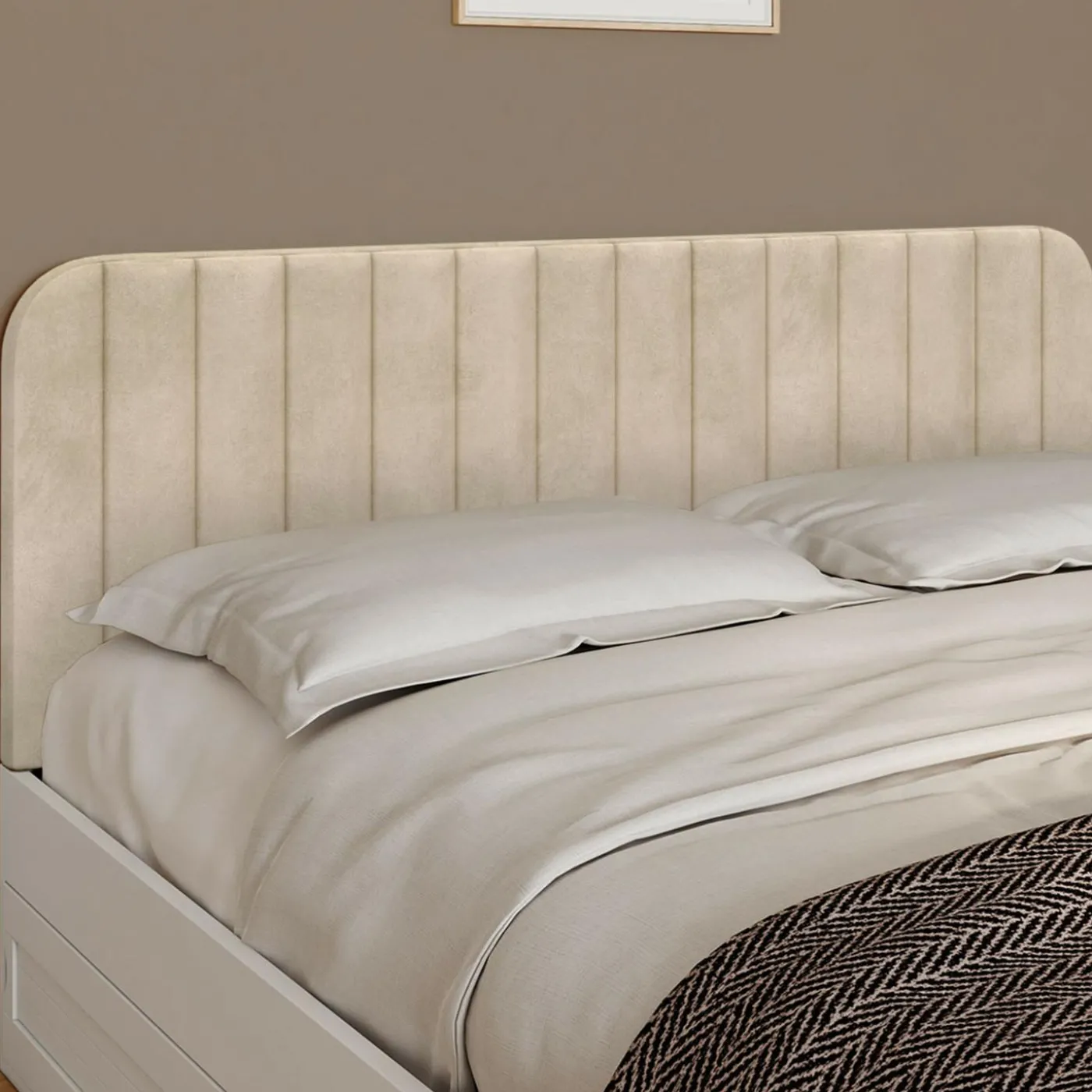 Tête de lit suspendue en velours beige 160 cm