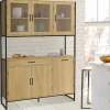 Vaisselier industriel 6 portes buffet de cuisine vitré 120 cm