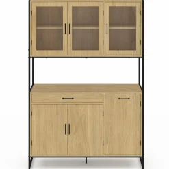 Vaisselier industriel 6 portes buffet de cuisine vitré 120 cm