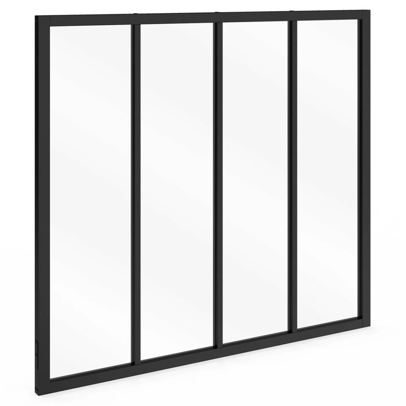 Verrière 4 vitrages L. 120 x H.108 cm en métal noir et verre trempé