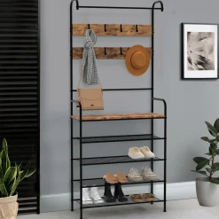 Vestiaire d'entrée 5 étagères style industriel