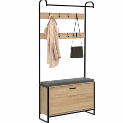 Vestiaire d'entrée avec banc et meuble à chaussures style industriel