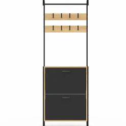 Vestiaire d'entrée meuble chaussures 2 portes bois et noir