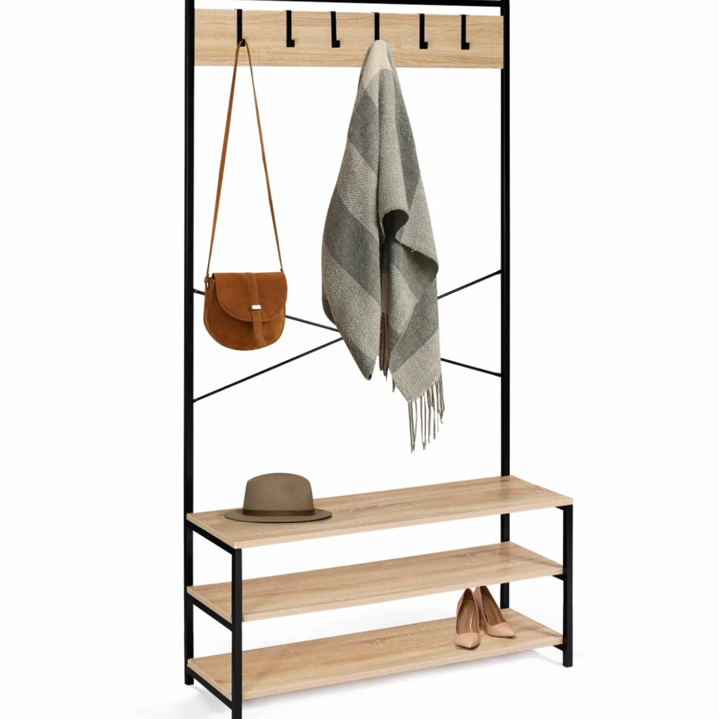 Vestiaire d’entrée style industriel avec tablettes